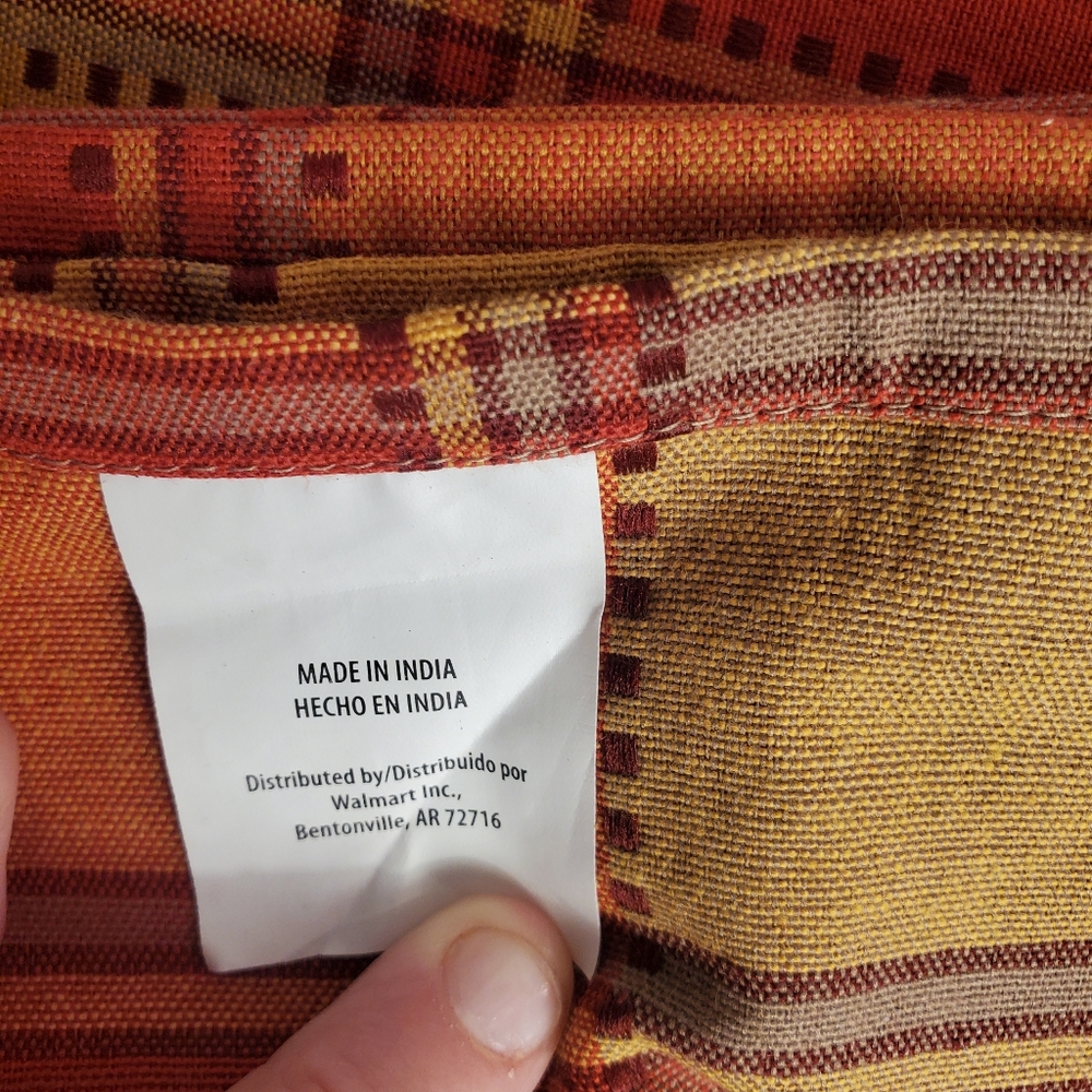 Autumn Rectangular Orange/Red/Yellow Plaid Pattern Large Table Cloth Decor - Picture 3 of 4